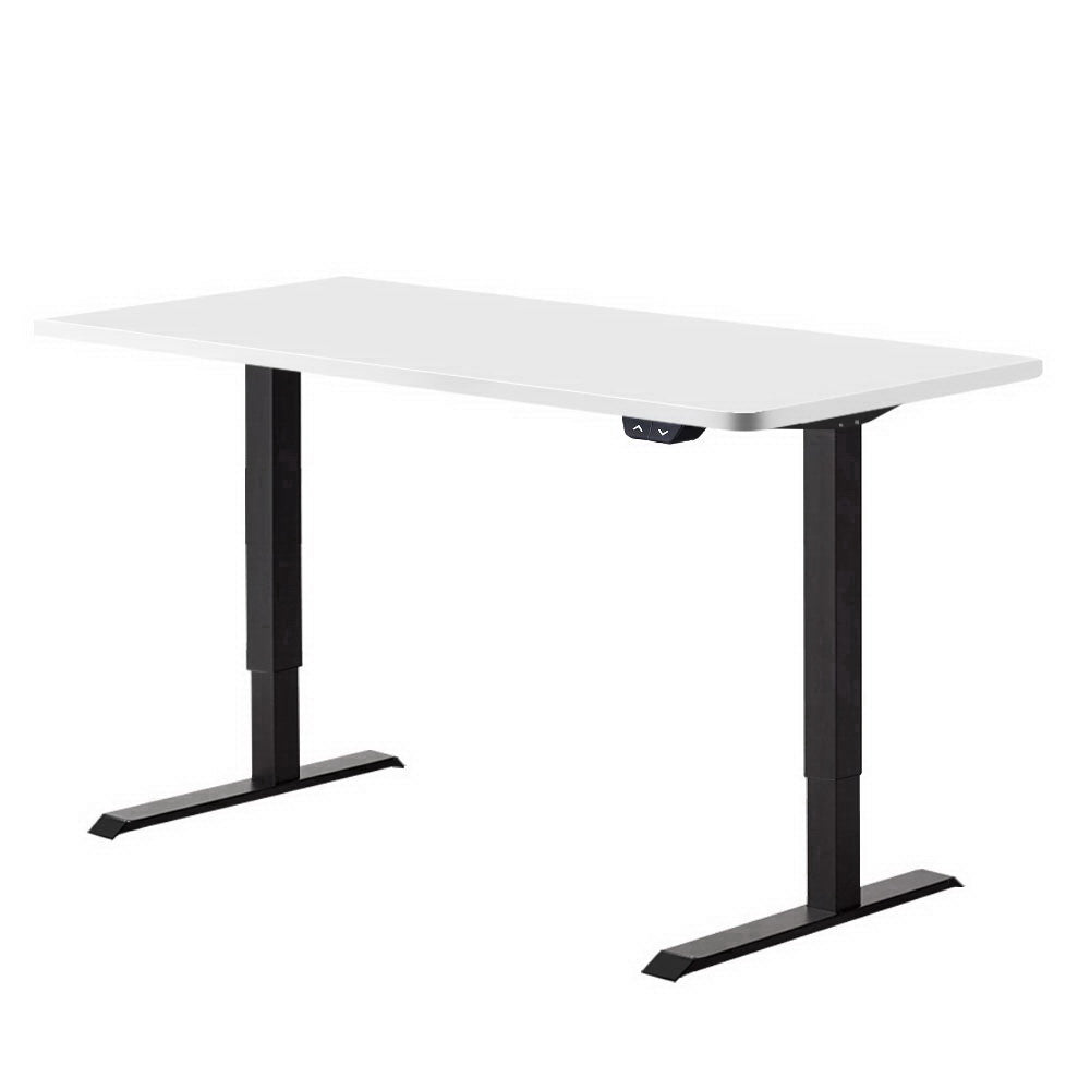 Artiss Standing Desk Adjustable Height Desk Electric Motorised Black Frame White Desk Top 140cm - Oz Things