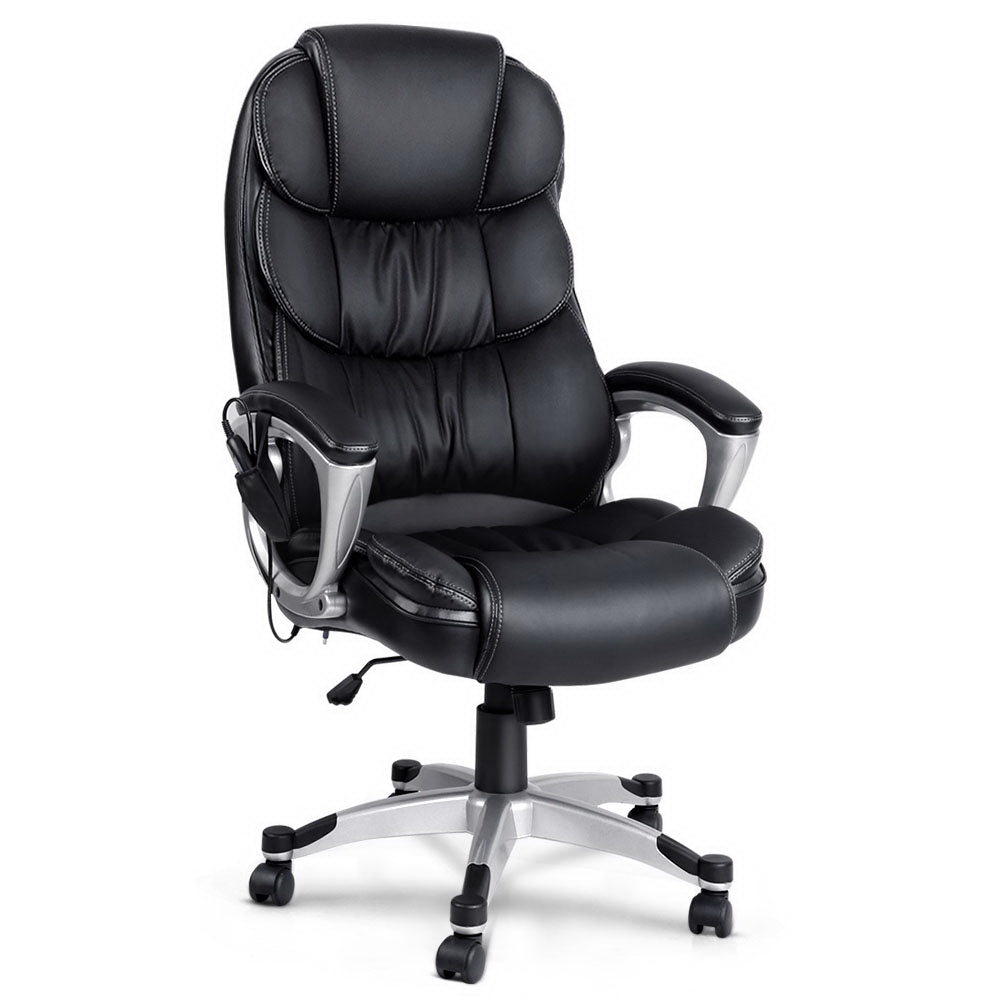 8 Point PU Leather Reclining Massage Chair - Black Type1 - Oz Things