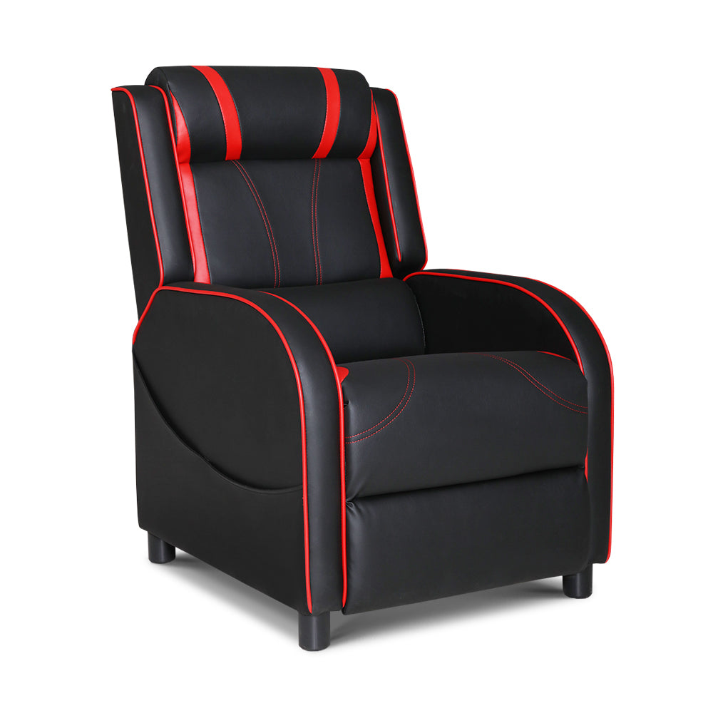 Artiss Recliner Chair Gaming Racing Armchair Lounge Sofa Chairs Leather Black - Oz Things