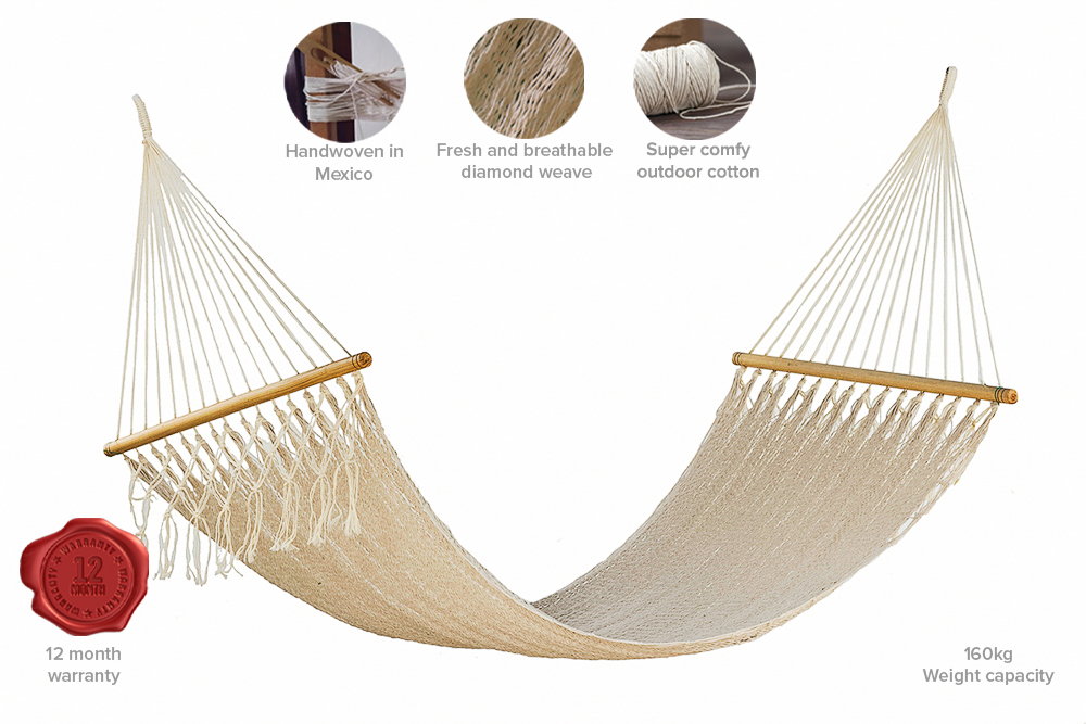 Resort Mexican Hammock with NO Fringe in Cream - Oz Things