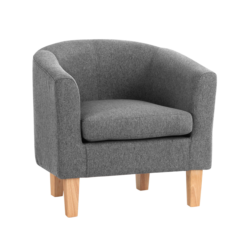 Artiss Abby Fabric Armchair - Grey - Oz Things