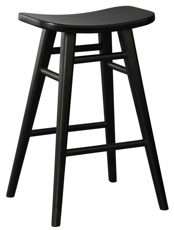 Oval Solid Timber Kitchen Counter Stool (Black) - Oz Things