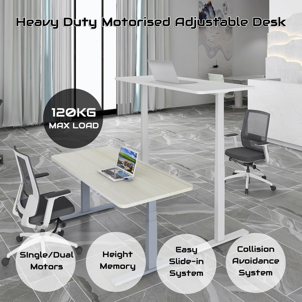 Standing Desk Height Adjustable Sit Stand Motorised Grey Single Motors Frame Top - Oz Things