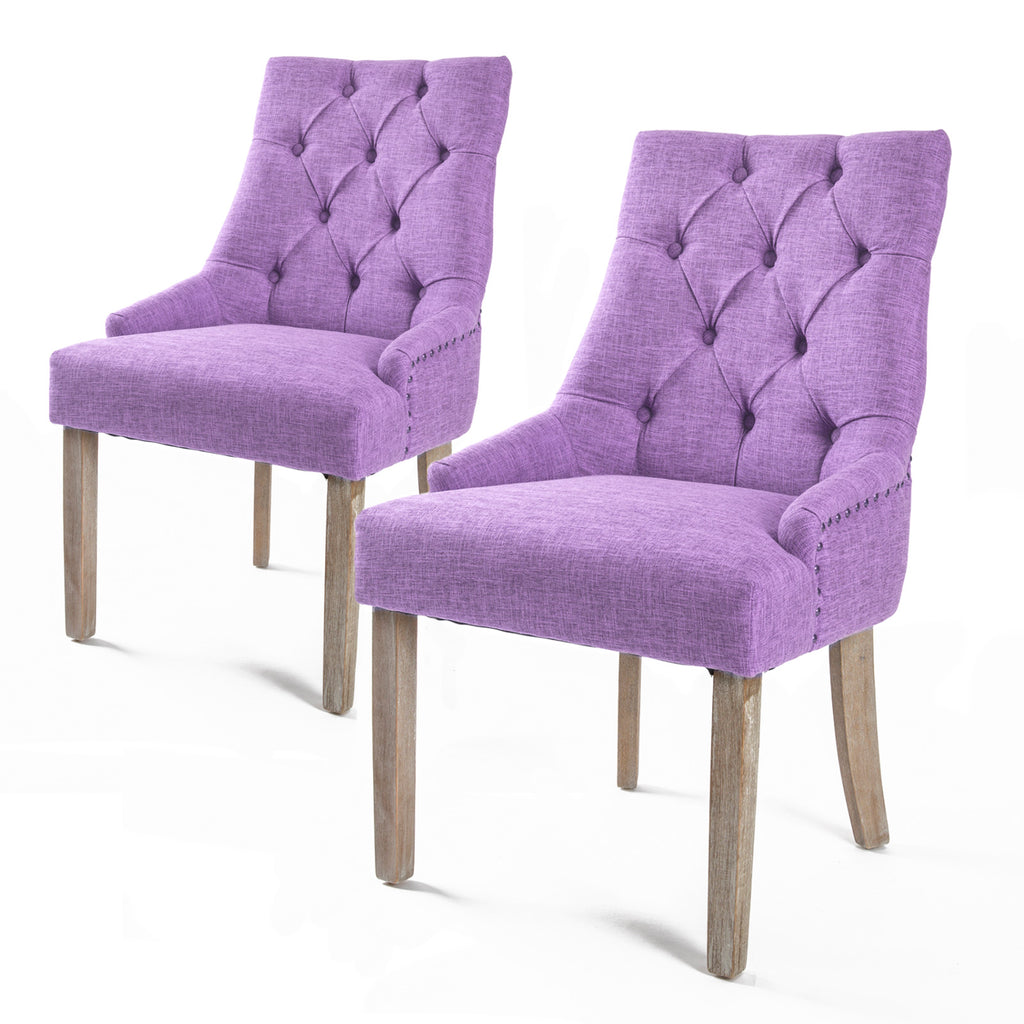 La Bella 2 Set Violet French Provincial Dining Chair Amour Oak Leg - Oz Things