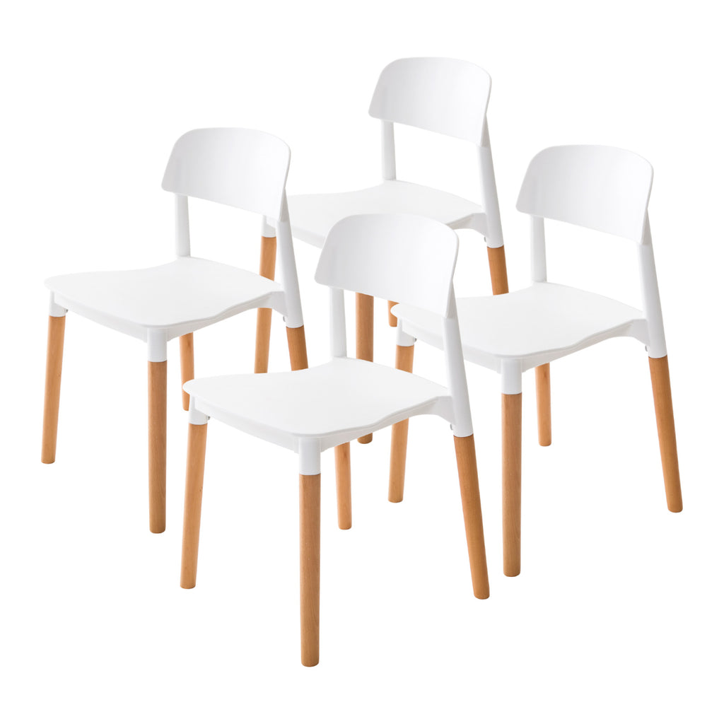 La Bella 4 Set White Retro Belloch Stackable Dining Cafe Chair - Oz Things