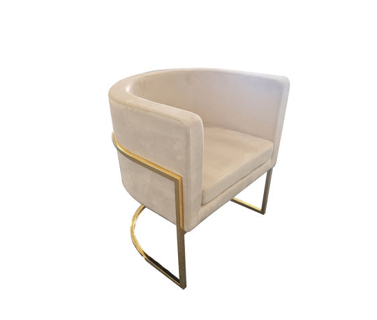 Tub Dining Chair - Beige with Gold - Oz Things