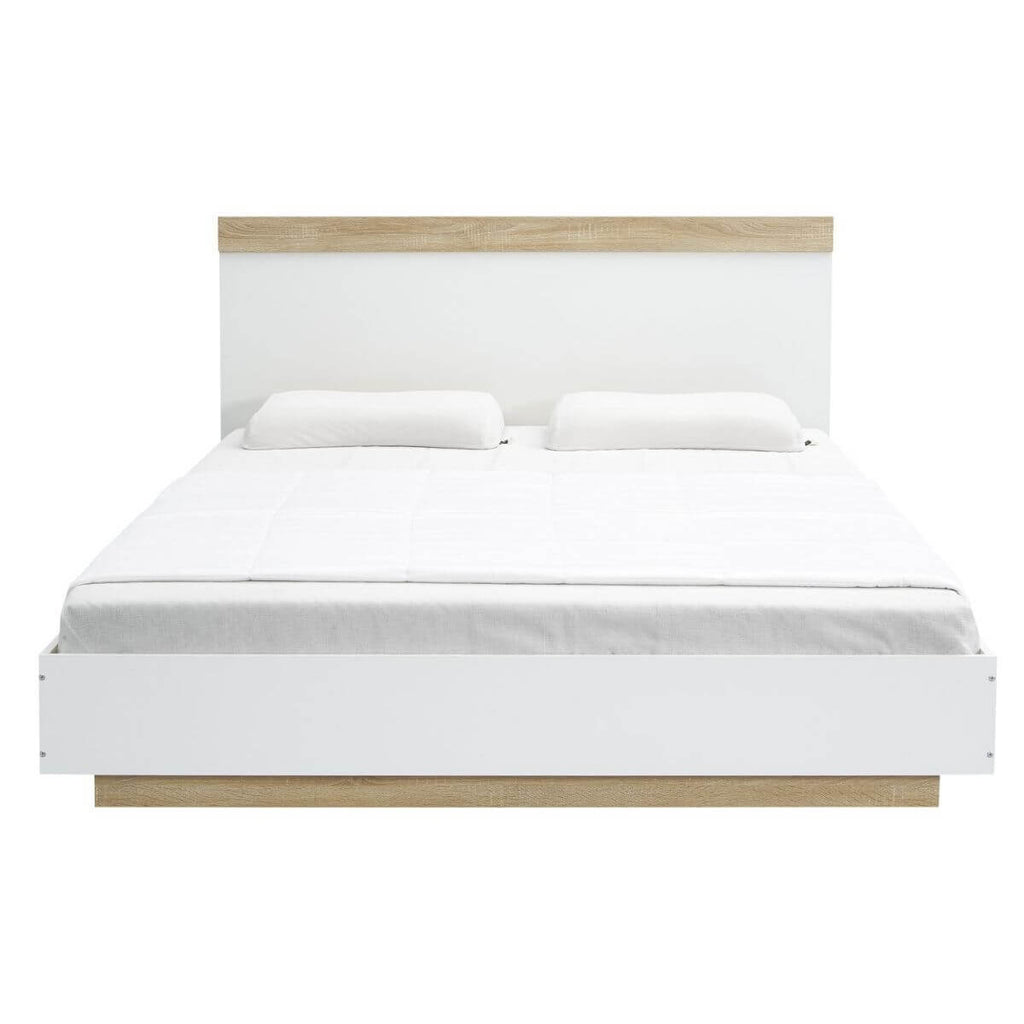 Aiden Industrial Contemporary White Oak Bed Frame King Size - Oz Things