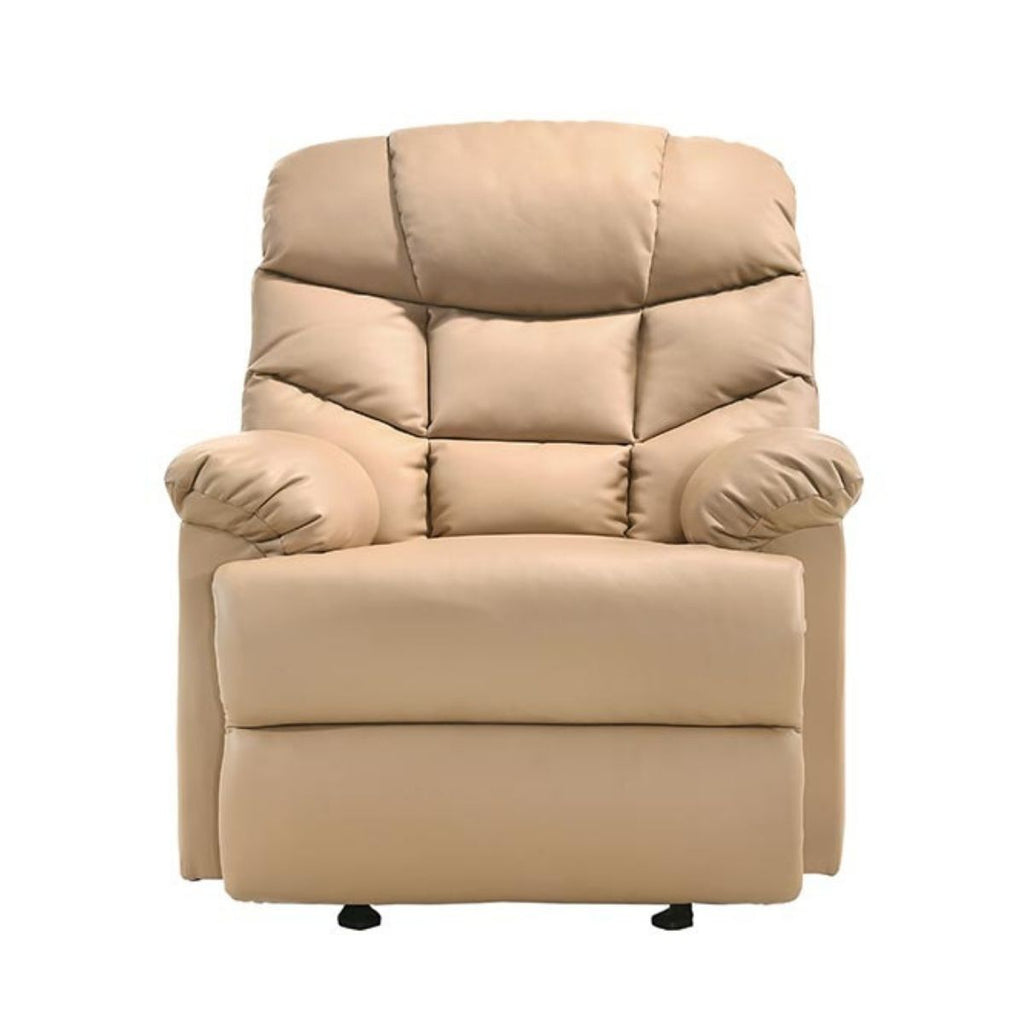 Leather Rocking Recliner Chair Armchair Swing Gliding Beige - Oz Things
