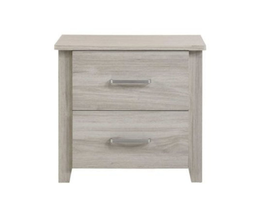 2 Drawers Bedside Table In White Oak - Oz Things
